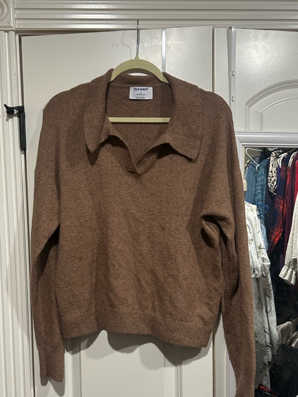 Old Navy Brown Collared Knit Cardigan
